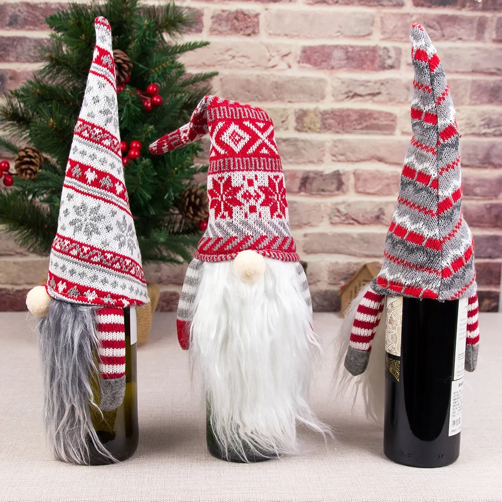 Christmas Gnome Faceless Doll Wine Bottle Cover Merry Christmas Decorations For Home Xmas Ornament New Year 2022 Navidad Gifts