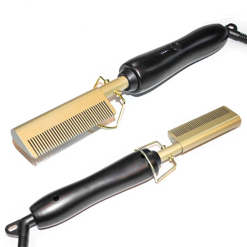 2020 New 2 in 1 hair curling straightening iron hair straightener curling iron hot pressing Titanium Alloy comb