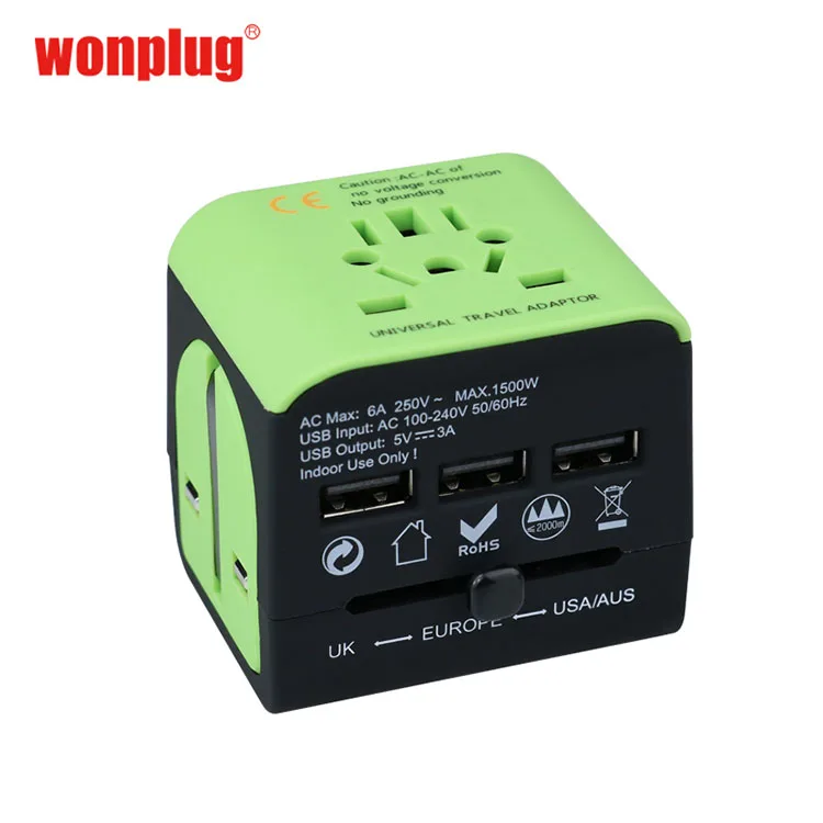 universal to UK/AU/EU/US Italy Spain power travel plug adapter 5V 3A 3usb international adapter plug mini pocket travel kit
