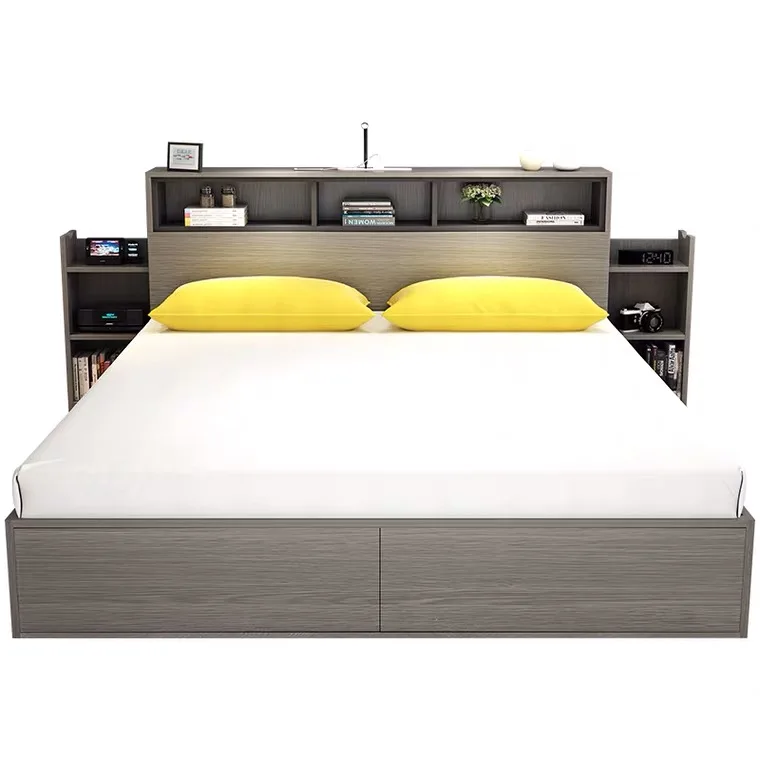 Stable Wooden Bedroom Furniture Set King Queen Bed Double Bed Tatami Storage Bed(UL-21LV0592)