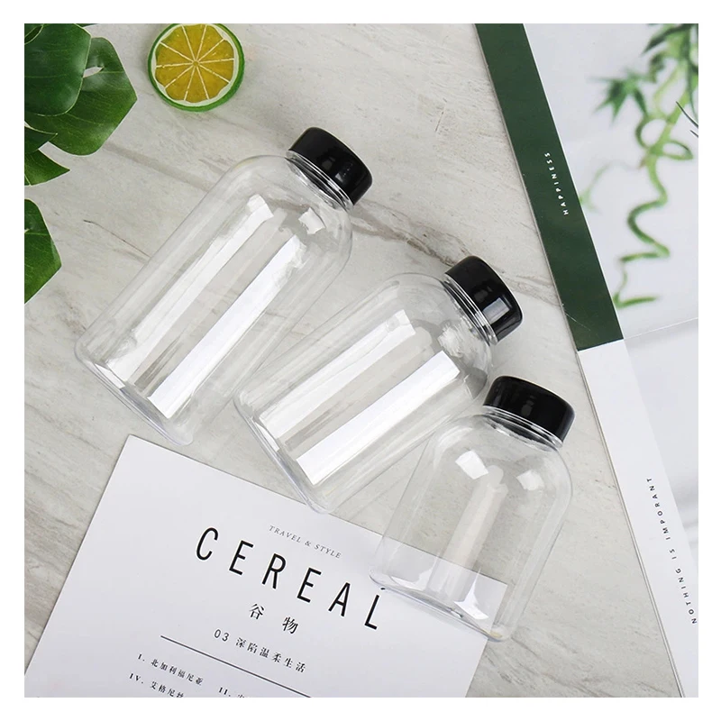 16 32 oz Disposable Clear Food Grade Pet Plastic Beverage Bottle With Tamper Proof Cap ,Milk Tea PET Bottle 1 Liter with Cap