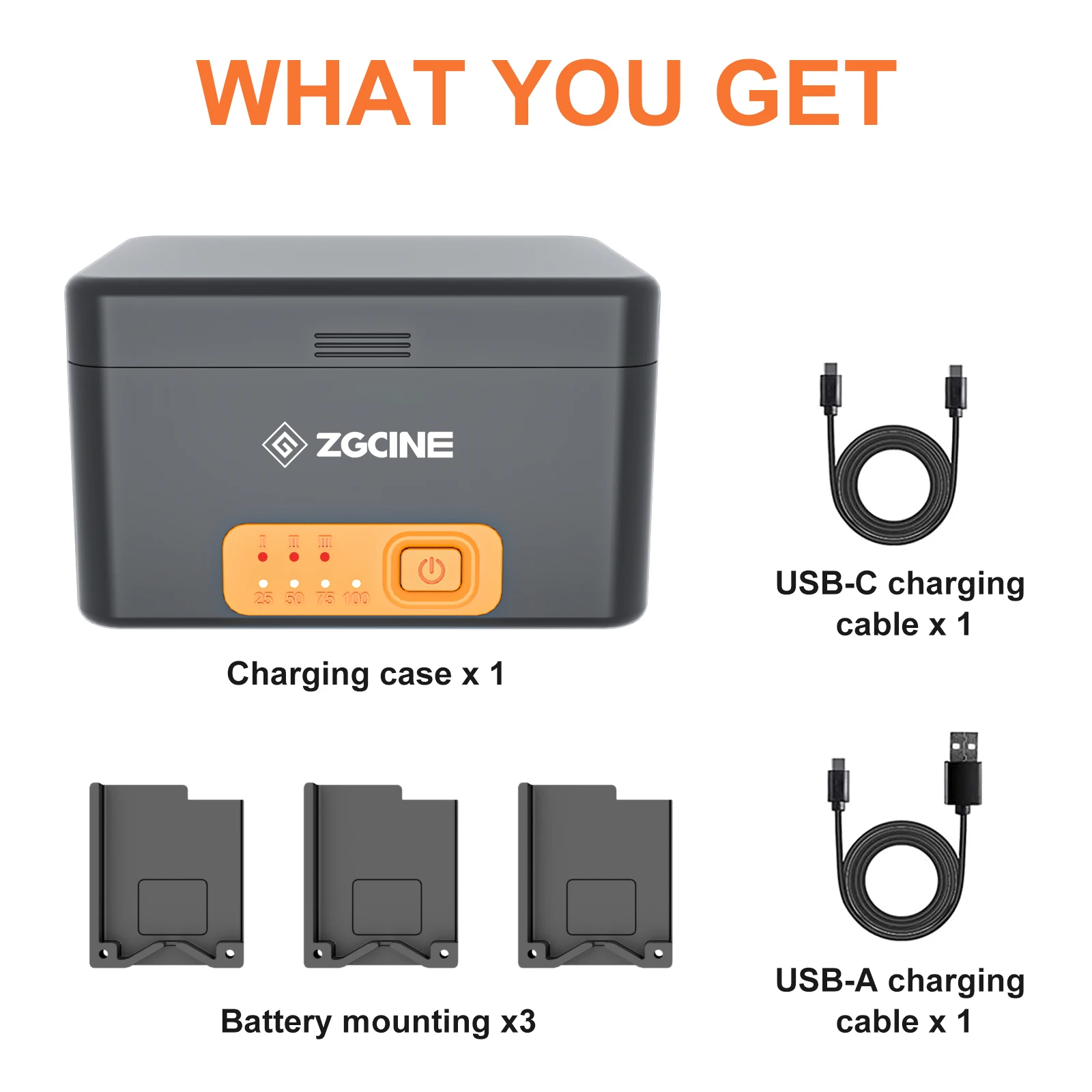 ZGCINE PS-G10 Build in 10400mAh Battery Charger Bank Fast Charging Case for GoPro Hero 10/9/8/7/6/5 Battery