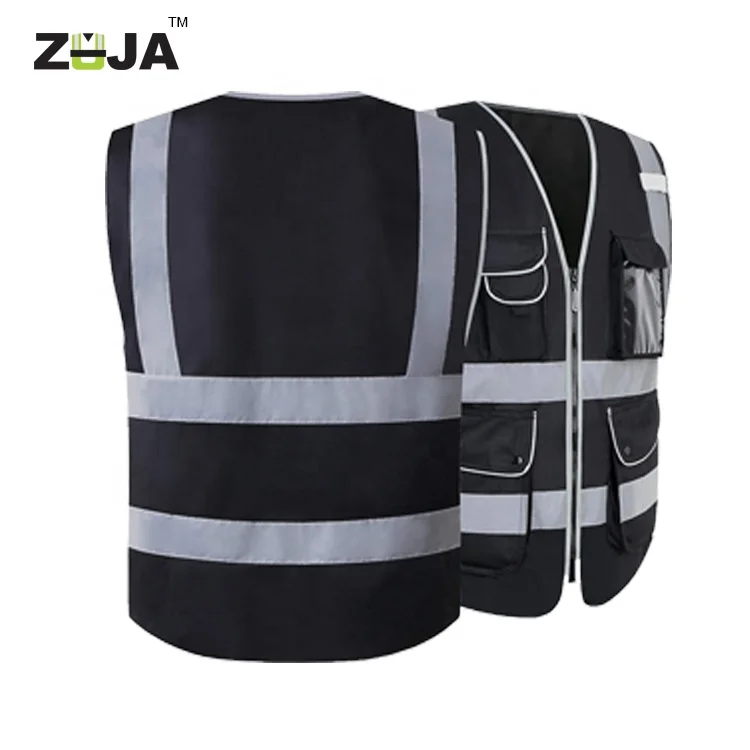 ZUJA Black Reflex Reflector Protection Vest With Pockets