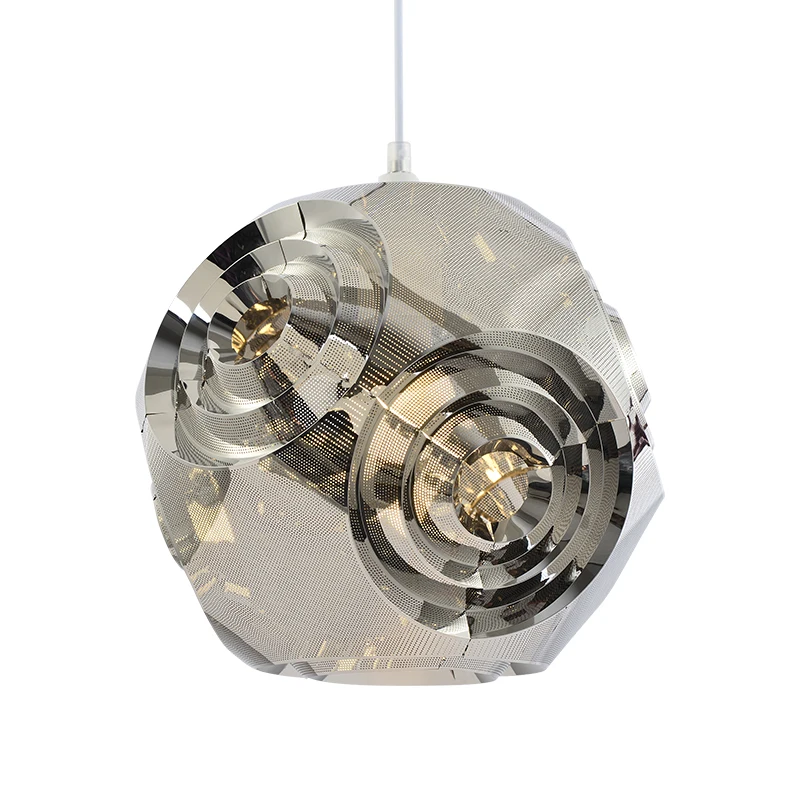 Modern Nordic Science Fiction Space Ball Hanging Lamp Stainless Steel Ball Round Pendant Light for Living Room Bedroom Indoor
