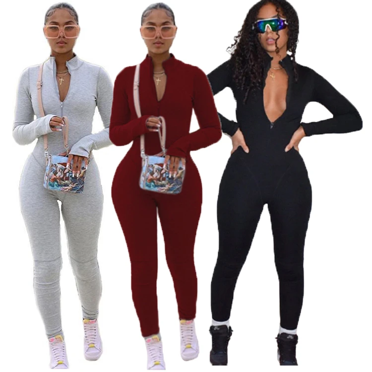 
Latest Design Good Quality Fashion Clothing Long Sleeve Sexy Rompers One Piece Womens Jumpsuit 