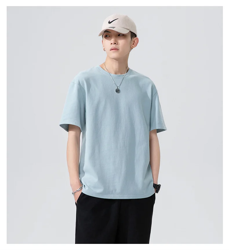 2022 Hight quality mens blank cotton t shirt solid color loose drop shoulder design logo oversized t shirts