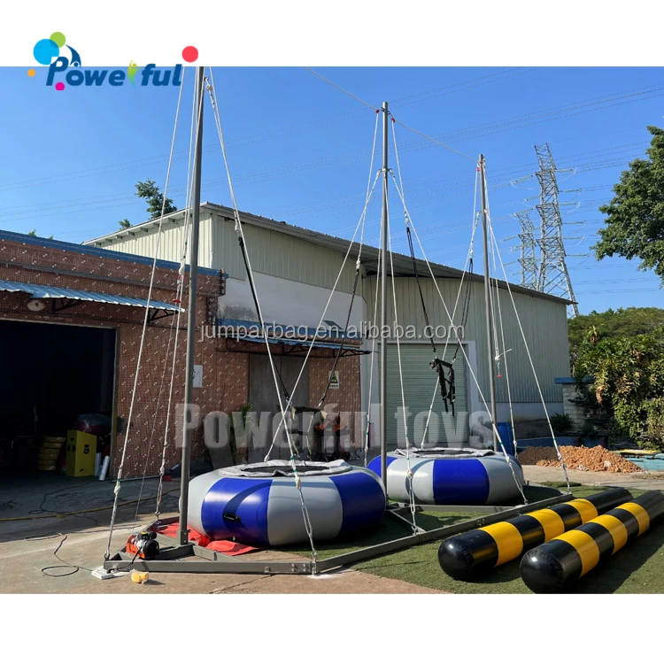 Hot Sale Factory Supply Amusement Equipment 2 Persons Inflatable Bungee Jumping With Trailer Trampoline