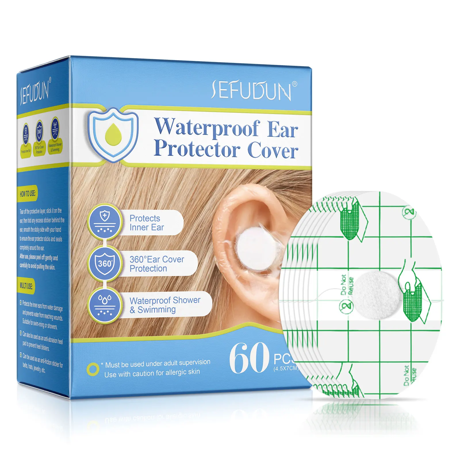 Sefudun Hot Product Breathable And Waterproof Pu Membrane Silicone Gel Waterproof Ear Patch