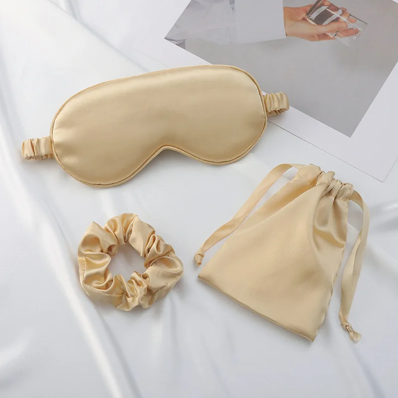 Luxury 3Pcs Scrunchie Eye Mask For Party Steam Korean Under Patch Silk Satin For Sleeping