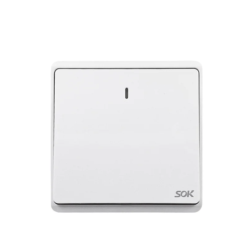 UK Standard 1 Gang 1 Way Light Switch with Neon White 16A 250V Durable wall switches with CE certification