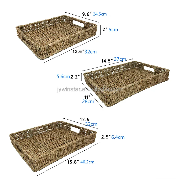 seagrass trays set for display Water Hyacinth  basket tray display fruit house hold items