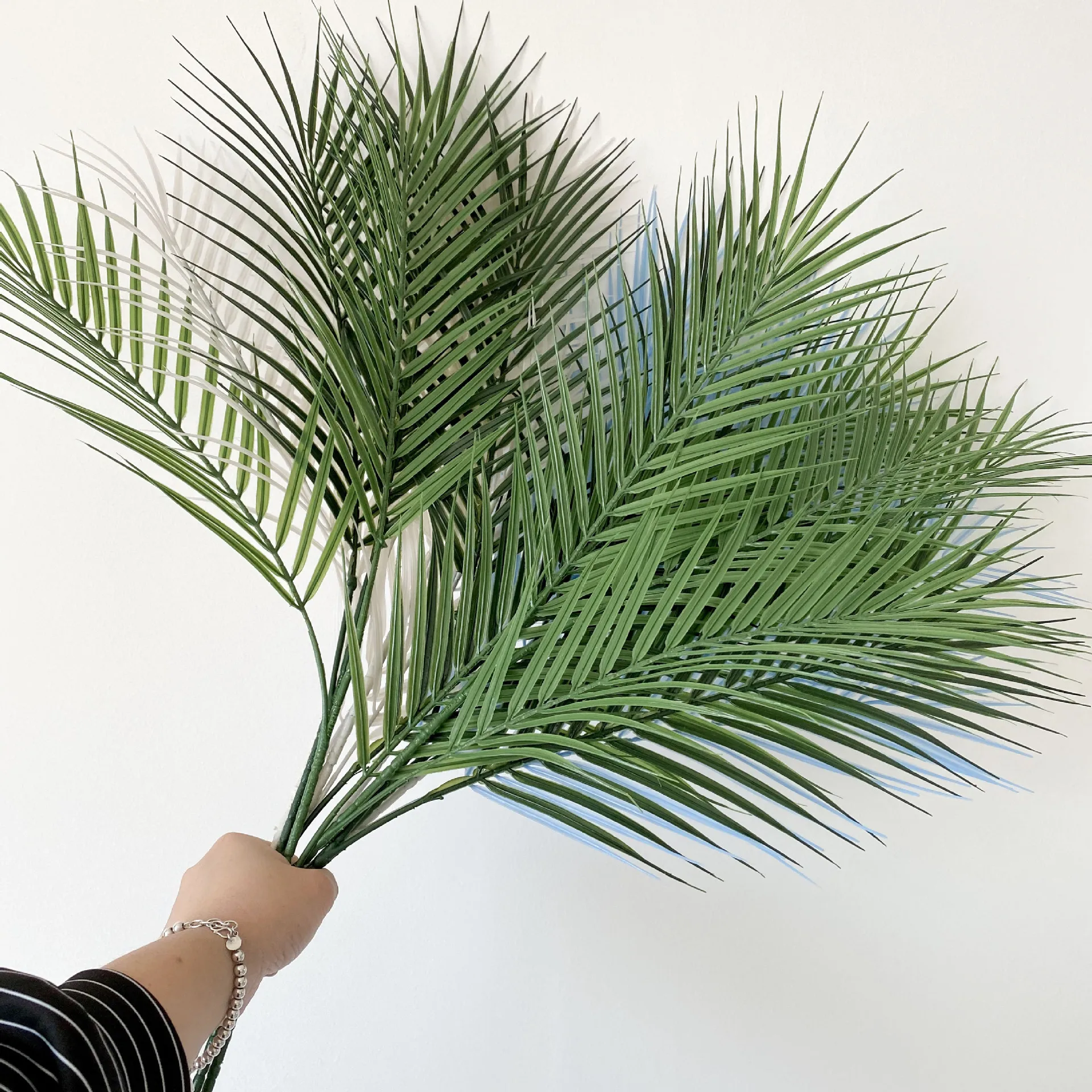 Artificial multi-color Palm tree leaves 93cm length tropical leaves decorative plants preserved palm tree leaves for sale