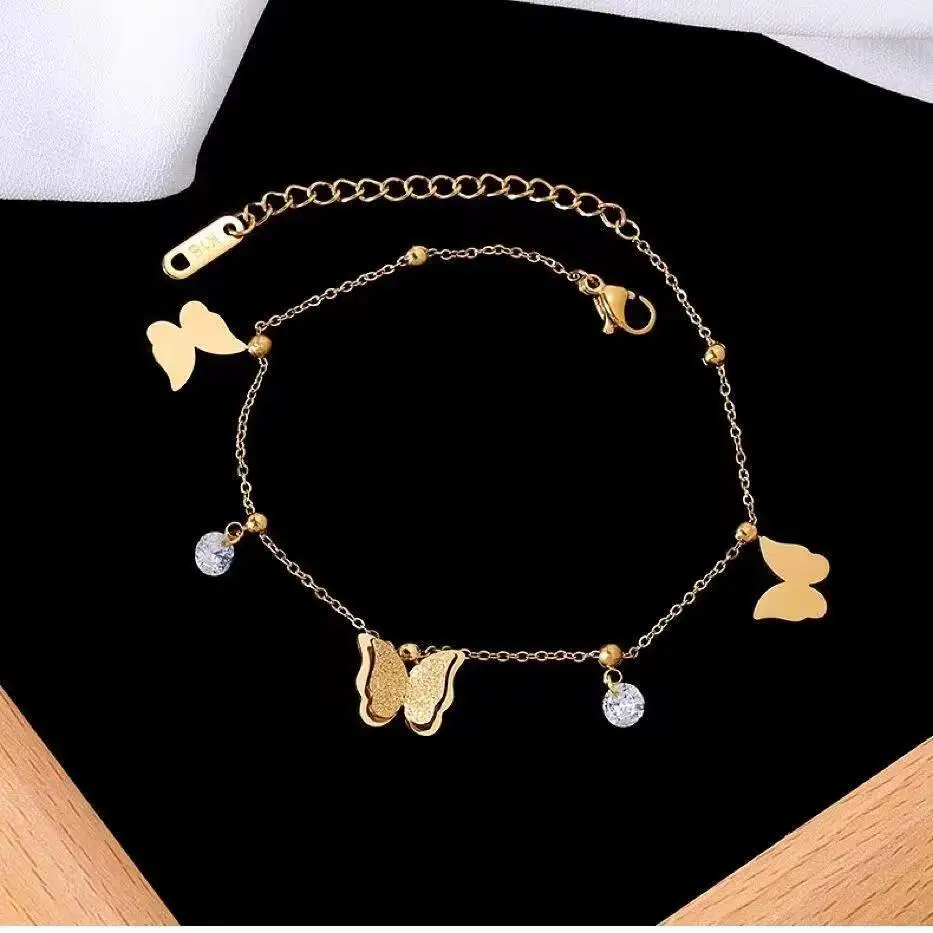 Stainless steel jewelry wholesale new butterfly zircon bracelet does not fade low allergy bracelet for women