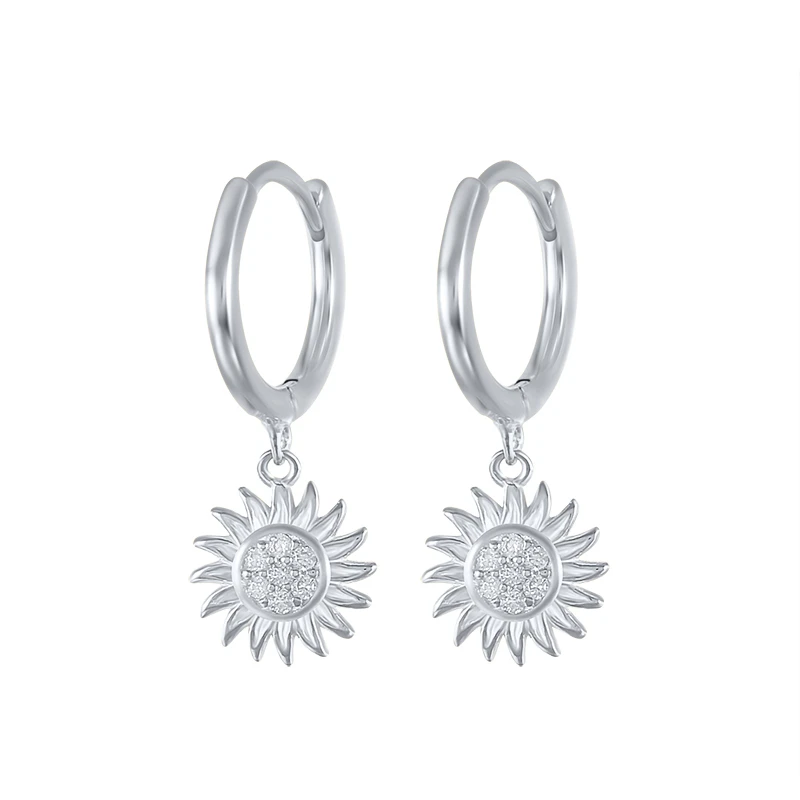 ROXI S925 sterling silver sunflower girls huggie hoop earrings jewelry for women