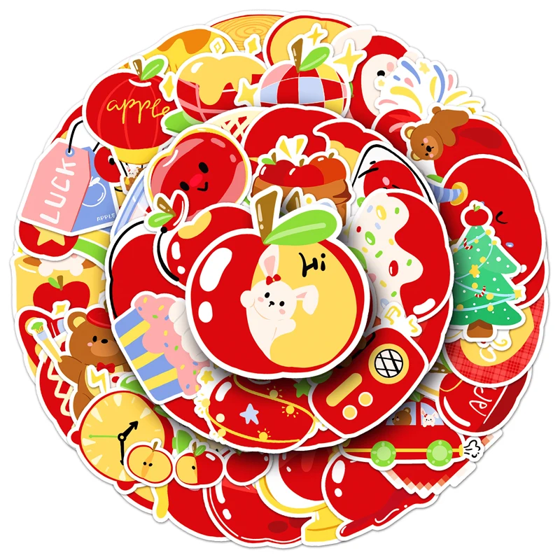 50pcs High Quality Original Apple Cartoon Custom Sticker DIY Decorative Laptop Waterproof Sticker