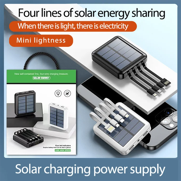 Mini large capacity mobile power supply 10,000 mAh mobile phone fast charging treasure comes with dual -line portable