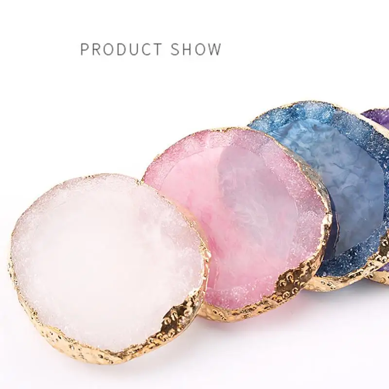 NAT004 nail art Paint tray Natural Resin Agate DIY Nail Color Shelf Mixing Palette Gel Nail Polish Drawing Holder