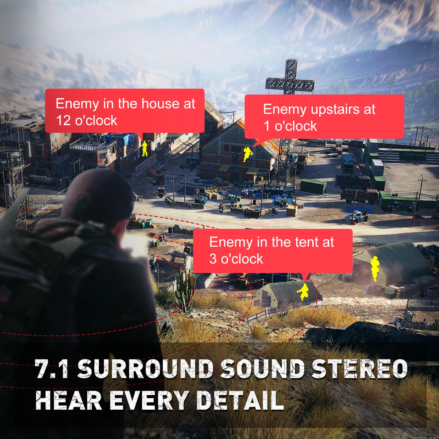 EKSA E1000 wired USB gaming headset with RBG LED light and 7.1 surround sound for XBOX and others