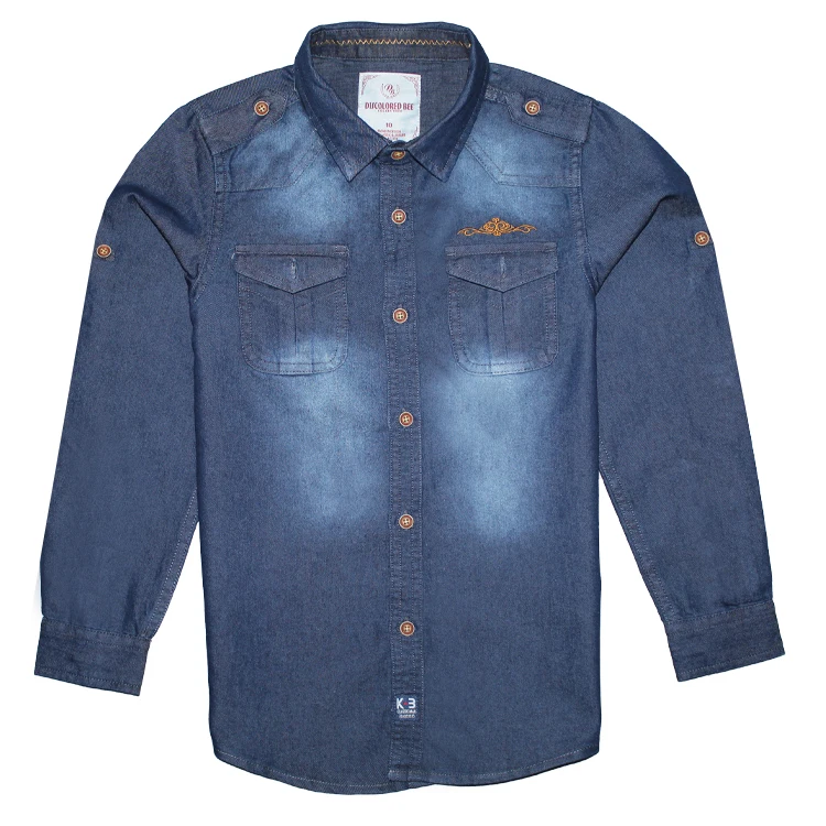 
Model Number 3E271618D-1-2 Fall And Winter Style Pure Cotton Denim Kids Shirt Factory Wholesale 