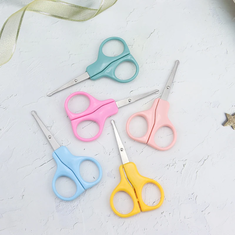 Baby Care Baby Scissors For Baby Nail Trimmer Safety Cutting Products Macaron Color Nose Hair Round Head Eyebrow Beauty Scissors