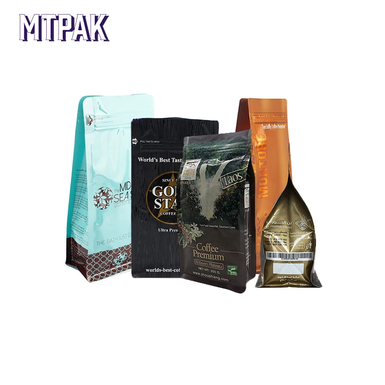 in stock wholesale custom logo eco friendly foiled paper packaging coffee bag with valve