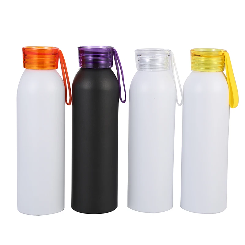 BPA Free 500ml Sport Aluminum Water Bottle With Silicone Strap
