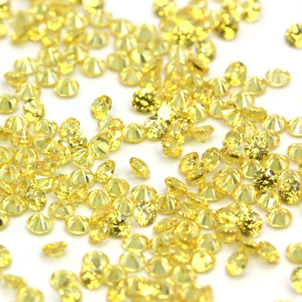 Diamond Cut Golden Yellow Round Cubic Zirconia for Jewelry Making