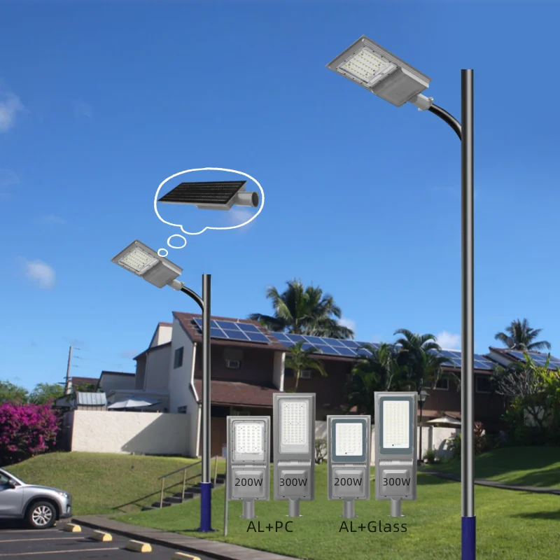 Aixuan Large Project Street Solar Panellight Waterproof Motion Sensor Street Night Light 200 300W Large Outdoor Solar Road Light