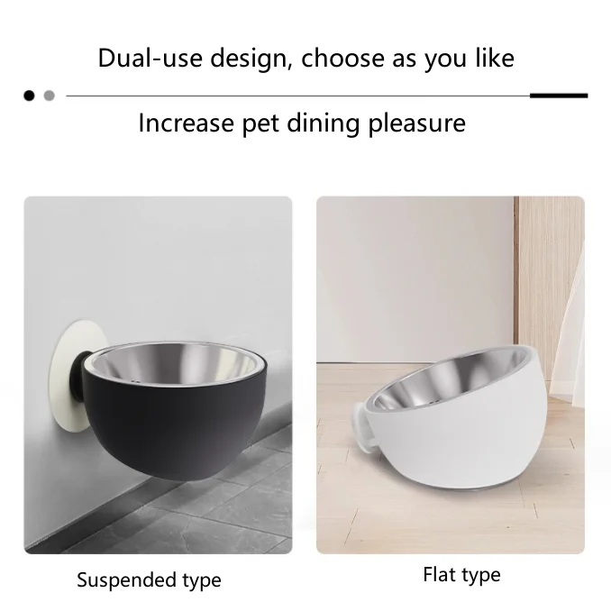 New Stainless Steel Dog Bowl Magnet Elevated Dog Bowl Anti-Slip Dog Bowl