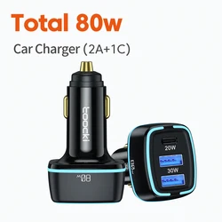 Toocki High Efficiency 130W car charger the palm-sized body makes it easy to carry and store