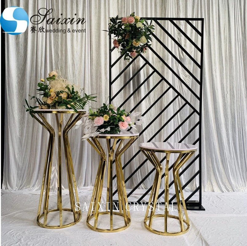 Latest Royal factory stainless steel gold black  modern panel backdrop wedding decoration