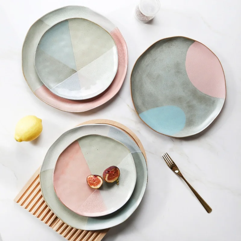 new -arrival novelty hand painted round shallow tableware moroccan plate colorful ceramic plates for restaurant