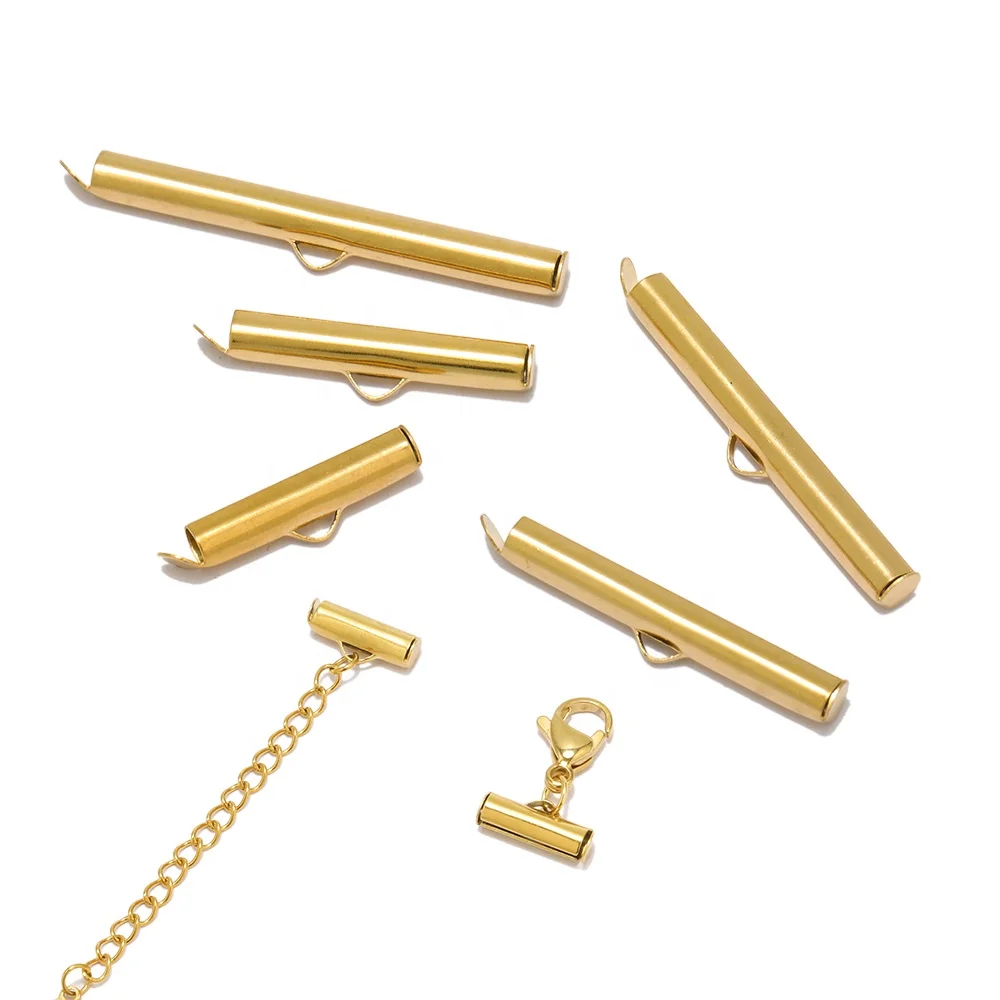 Crimp End Slider Clasp Buckles Tubes Connectors Findings for DIY Bracelet Jewelry Making Accessories