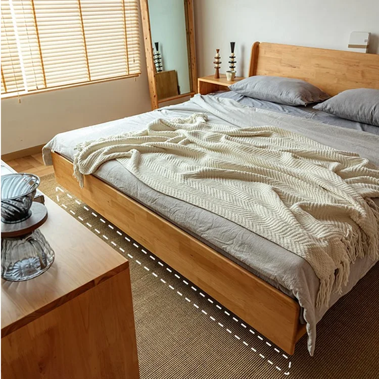 Factory Latest King Queen Size Modern Bedroom Furniture Bed Frame Solid Wooden Bed