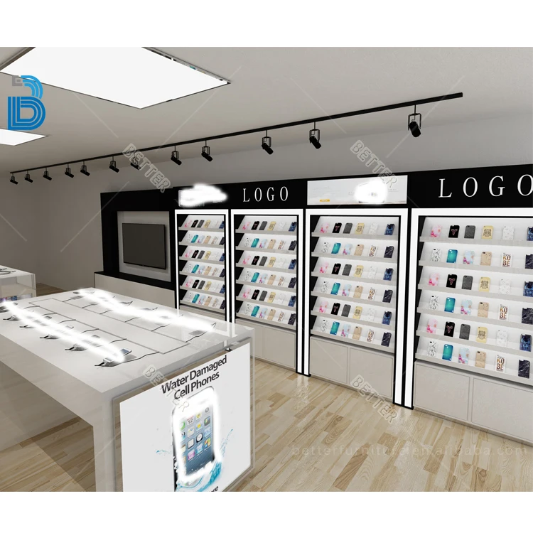 High end mobile phone accessories shop interior decoration design