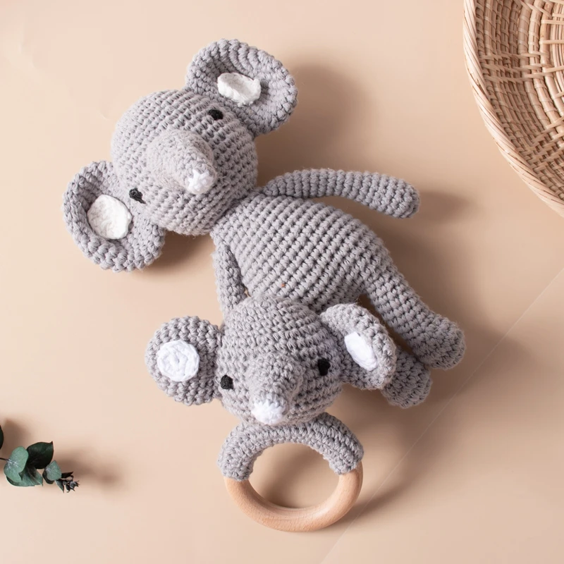 Новый дизайн, милая вязаная кукла и погремушка в виде животного маленького размера, детская игрушка, вязанные игрушки