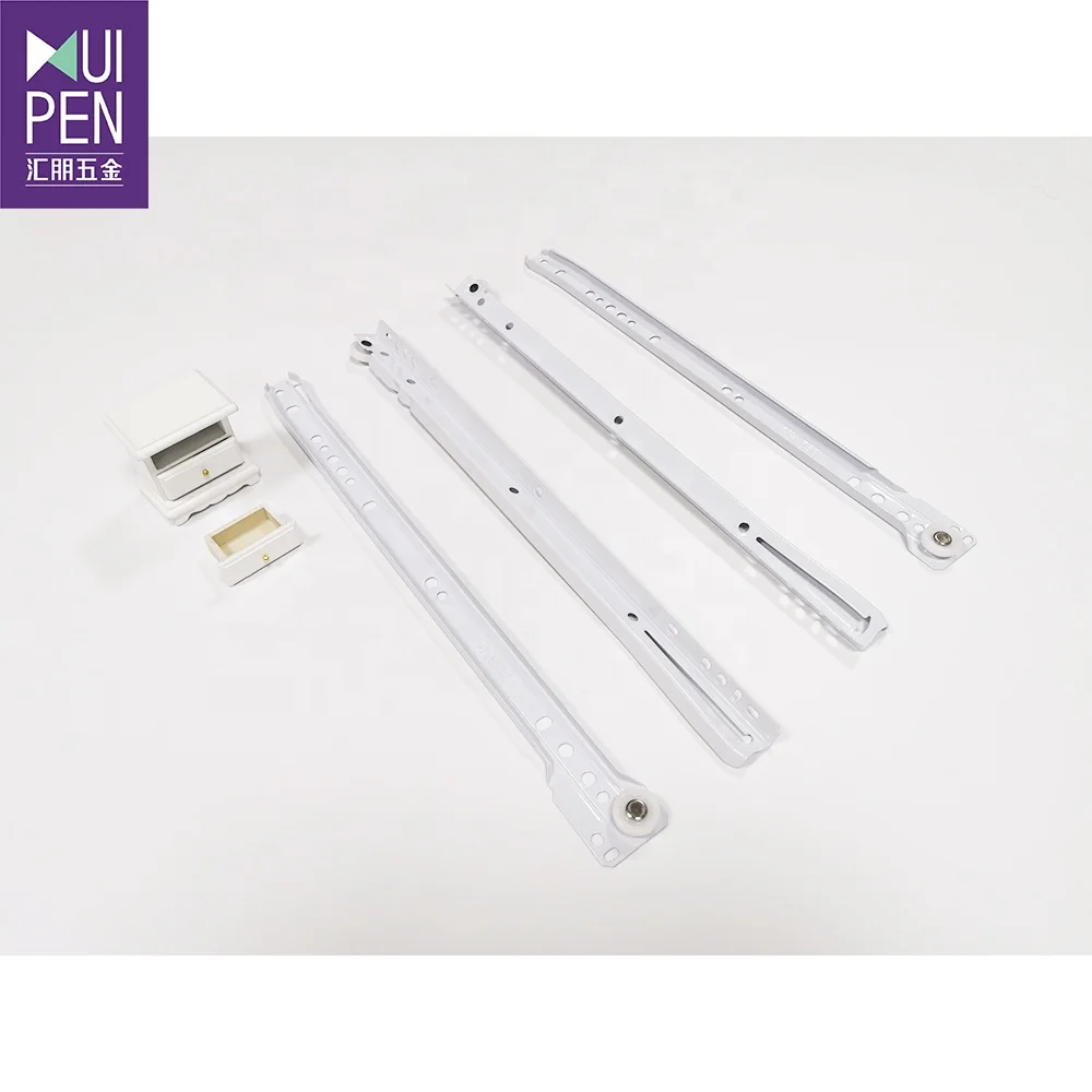 Factory price sliding channel paint coat drawer slides with White Nylon Wheel FGV type drawer rebound sliding runner self closed