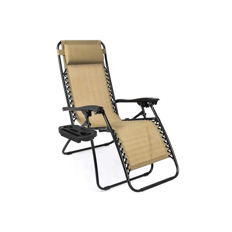
Zero Gravity Chair Patio Folding Lawn Lounge Chairs Camp Reclining Chair with Cup Holder 