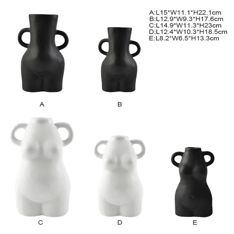 Redeco New Arrival White Body Vase Molds White Matte Human Matte Vase Small Ceramic Body Vase For Home Decor