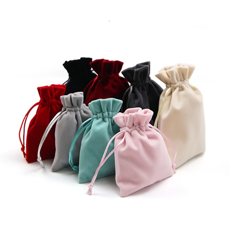 Personality Custom Logo Small Gift Pouch For Ring Storage Velvet Jewelry Drawstring Pouch Bags