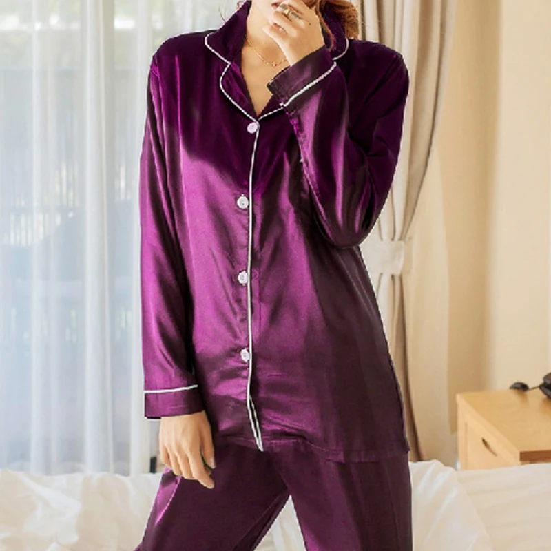 Women Silk Sleepwear High Quality Embroidery Blank Ruffle V-neck Ladies Pajamas