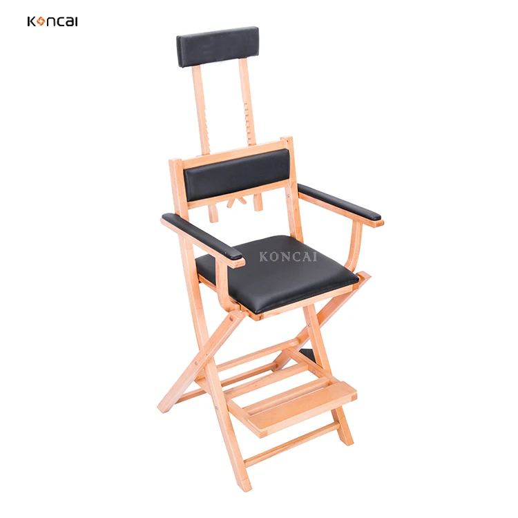 KONCAI FAMA factory Professional Wooden Makeup Chair with headrest Salon Beauty Director Chair KC-IN01
