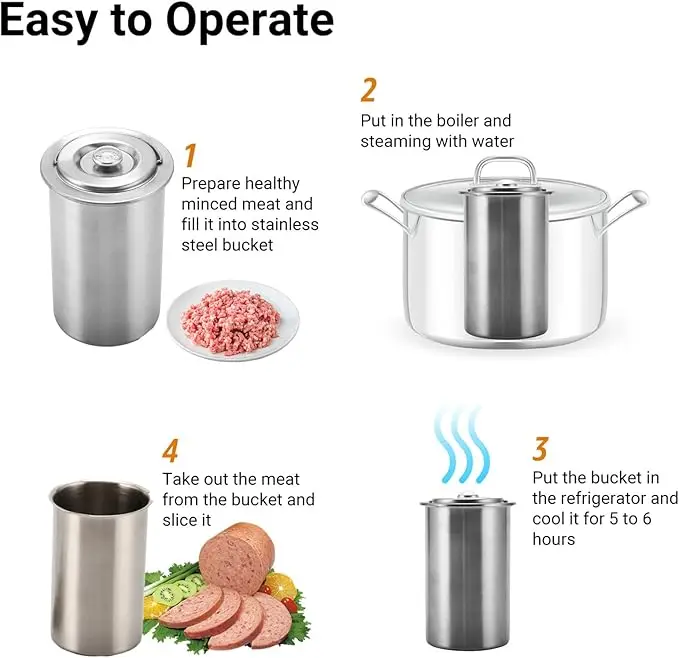 High Quality Stainless Steel Ham Meat Press Maker for Making Healthy Homemade Deli Meat Come  Kitchen Bacon Sandwich