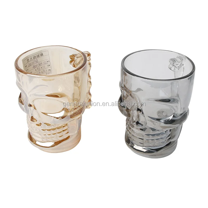 2022  classic design skulled shaped tea cup glass water bottle glass beer mug  glass cup