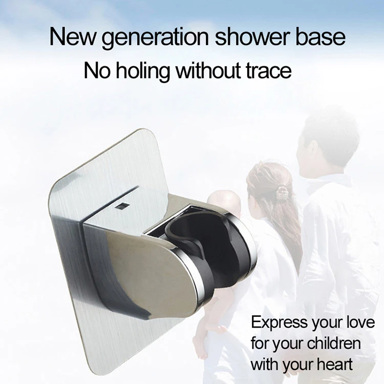  No Drill Easy to install Firm Self-adhesive Universal Bathroom Wall Mount Handheld Shower Head