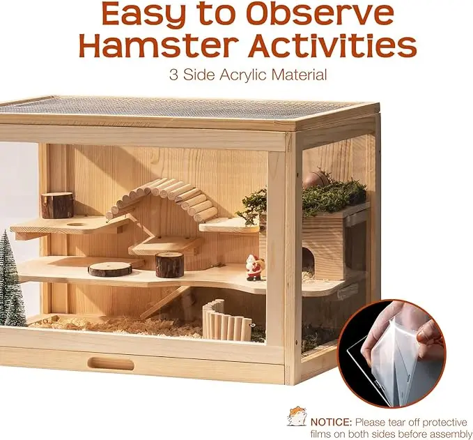 Country style creative Pet cage indoor and outdoor wholesale hamster cage pet houses Wooden hamster cage