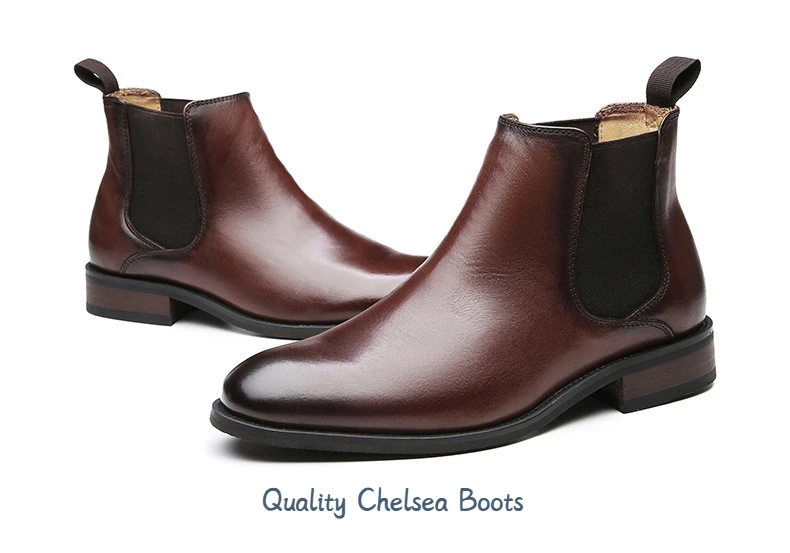 Genuine Leather Black Business Casual Leather Shoes Flat Fashion Custom Men Designer Luxury Liberty Chelsea Boots Winter Shoes