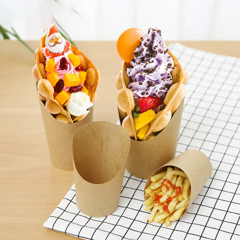 High-Quality Paper Fry Chips Cup Custom Printed Disposable Egg Puff Paper Cups
