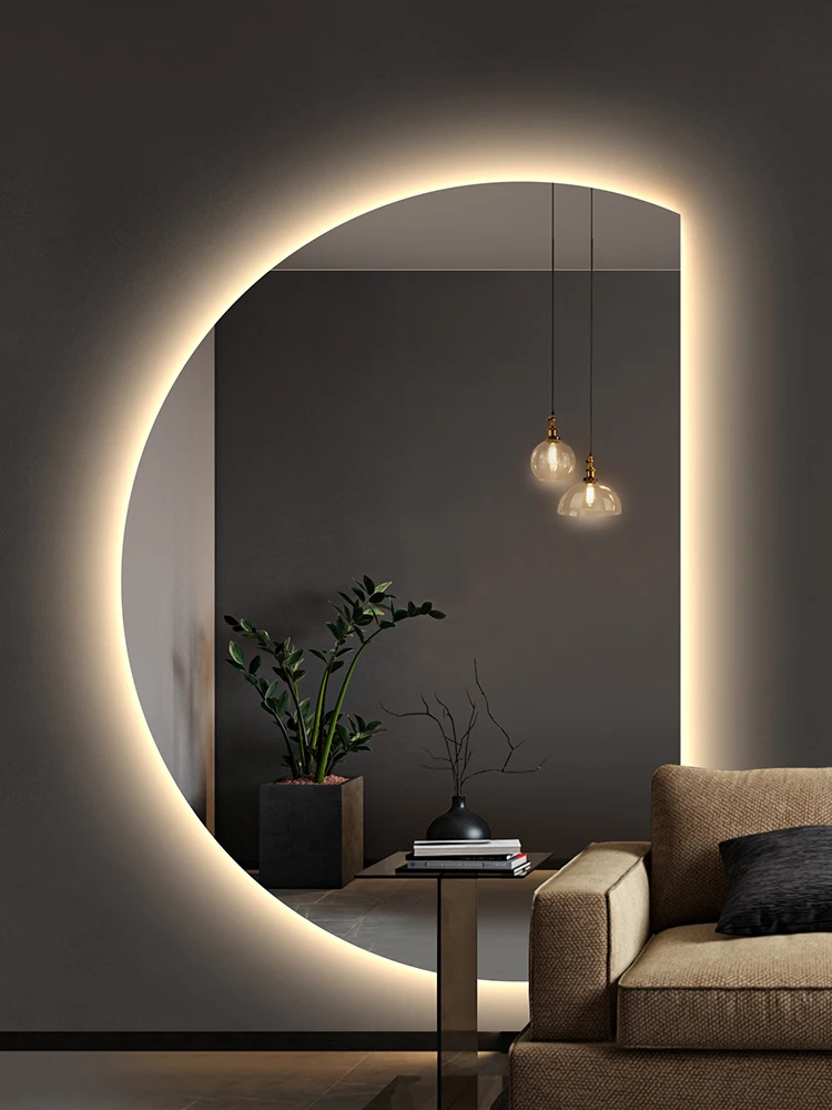 High quality half moon shape backlit LED  mirror Decorative Wall Mirror for hotel home decor