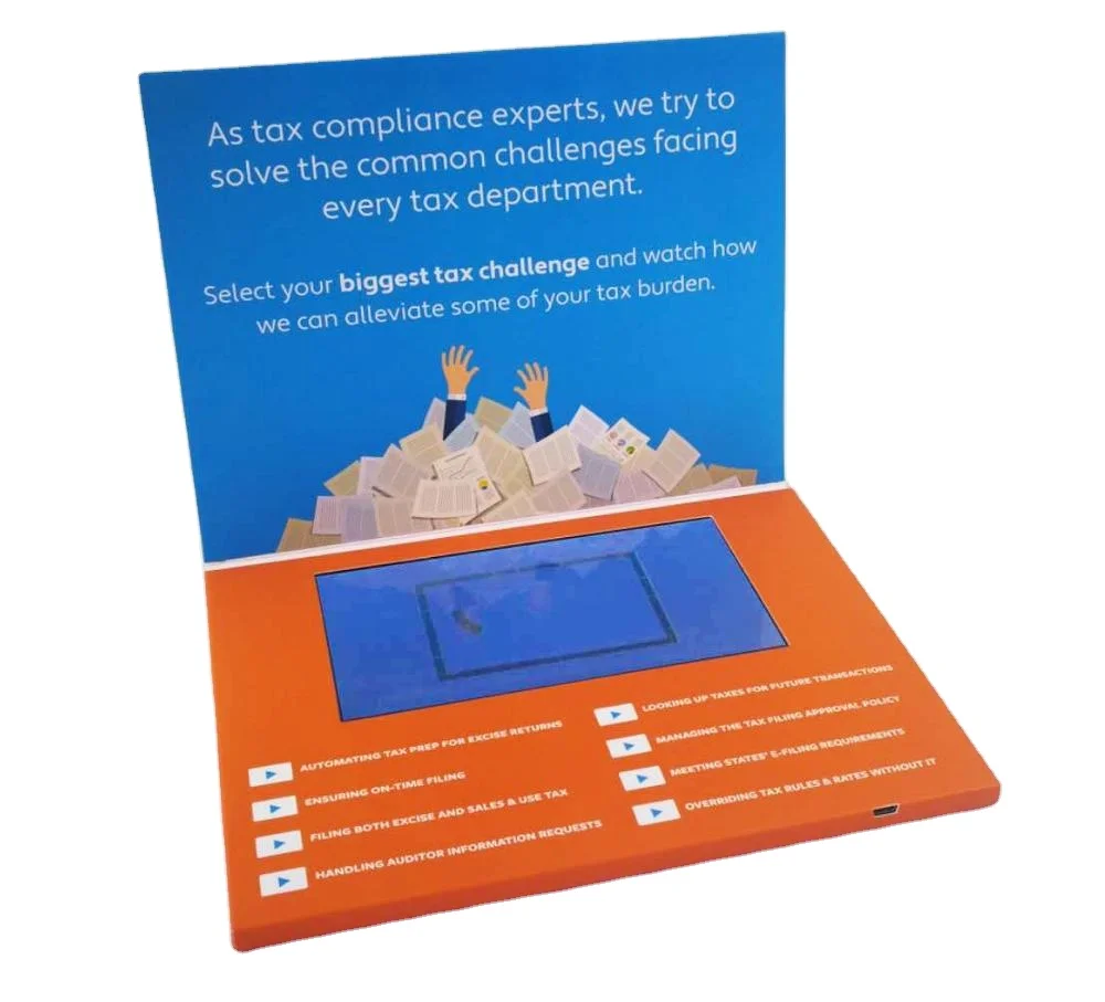 Upscale Business Advertising Digital Video Player Brochure 7inch HD Display Portrait or Landscape Design Video Catalog